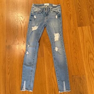 Frame Distressed Light Blue Skinny Jeans